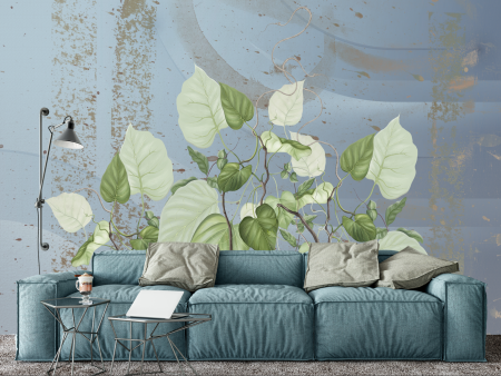 Frunze - Fototapet fara imbinari Beautiful Painted Flowering Leaves