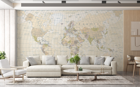 Fototapet fara imbinari - Fototapet fara imbinari Vintage Map Of The World
