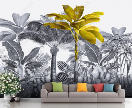 Tropical - Fototapet fara imbinari Dream Golden Tropical Tree
