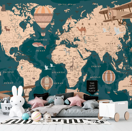 Fototapet fara imbinari Retro World Map [1]