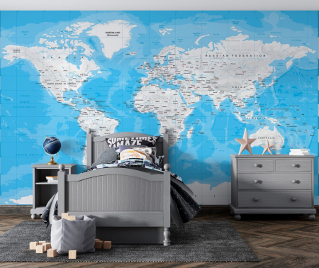 Fototapet fara imbinari White World Map [1]