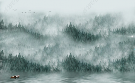 Fototapet fara imbinari Dream Forest In The Fog [1]
