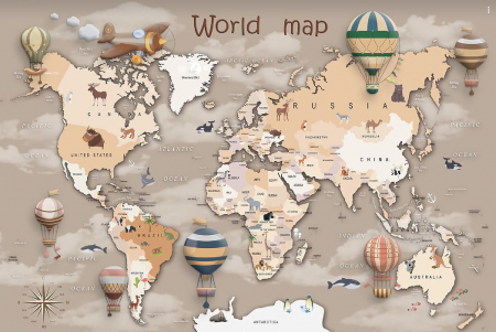 Fototapet fara imbinari Dream Retro World Map [2]
