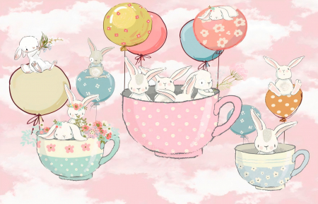 Fototapet fara imbinari Cute Flying Bunnies In Dreams [1]