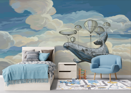 Pentru copii - Fototapet fara imbinari Whale Journey