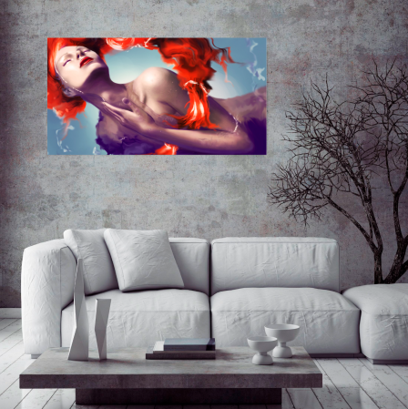 Tablouri Canvas - Tablou Mermaid Redhead mock-up in camera / model