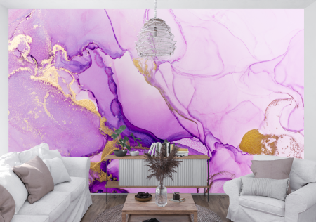 Fototapet fara imbinari Dream Golden Lilac Watercolor [1]