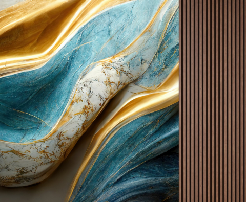 Fototapet fara imbinari Abstract Blue, Gold And White Luxury Marble [2]