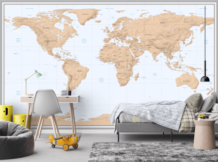 Fototapet fara imbinari Relief World Map