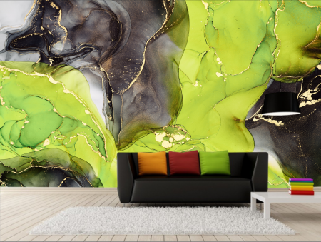 Fluid Art - Fototapet fara imbinari Dream Black-Green Transfusion