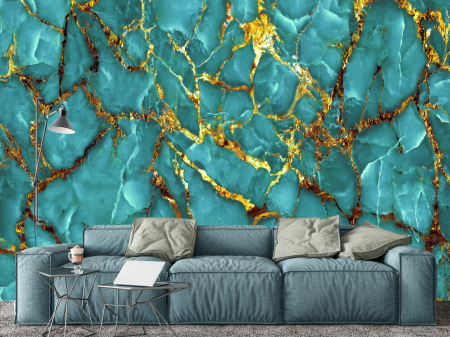 Fluid Art - Fototapet fara imbinari Green Marble