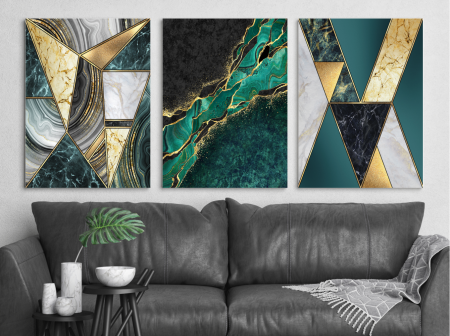 Tablouri Canvas - Tablou canvas Trio Abstract Geometric 3x100x70cm