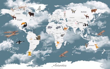 Fototapet fara imbinari Children's Map In The Clouds [1]