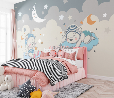 Fototapet fara imbinari  Dream Teddy Bear On The Cloud