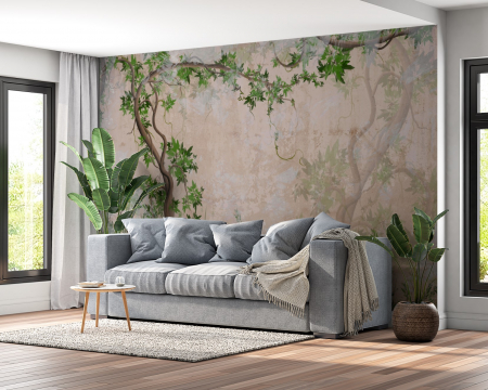 Tropical - Fototapet fara imbinari Curly Trees With Branches And Leaves
