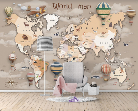 Fototapet fara imbinari Dream Retro World Map [1]