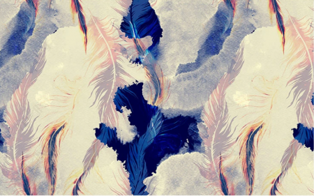Fototapet fara imbinari Abstraction Watercolor Feathers [1]