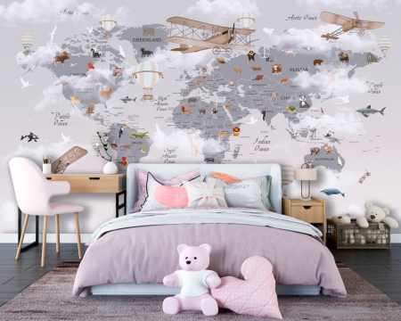 Pentru copii - Fototapet fara imbinari Map Of Flying Dreams