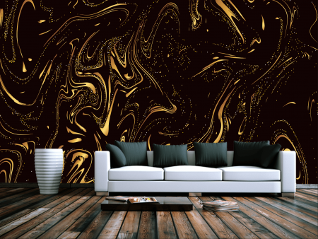 Fototapet fara imbinari Dark Background With Golden Waves [1]