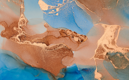 Fototapet fara imbinari Dream Blue Gold Marbling Pattern [2]