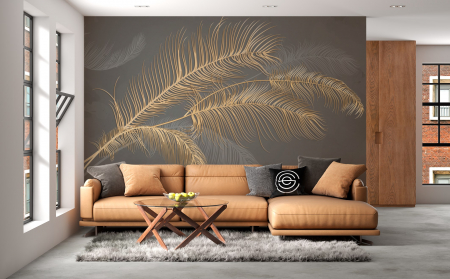 Abstract - Fototapet fara imbinari  Luxury Feather Gold