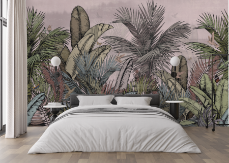 Tapet fara imbinari Tropical Paint [1]