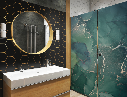 Folie Autocolanta Geam - Autocolant Geam Bie / Cabina Dus - Green Marble