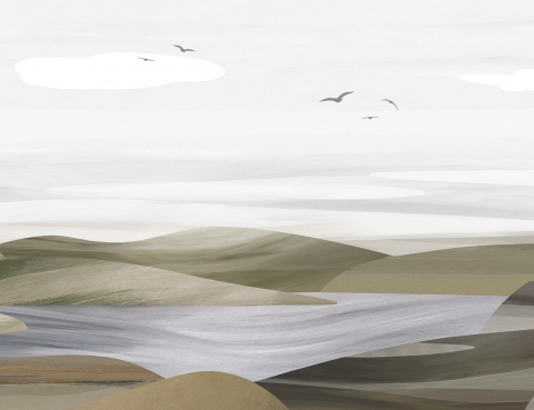 Autocolant Geam Imprimat - Pictura Valuri Abstracte [3]