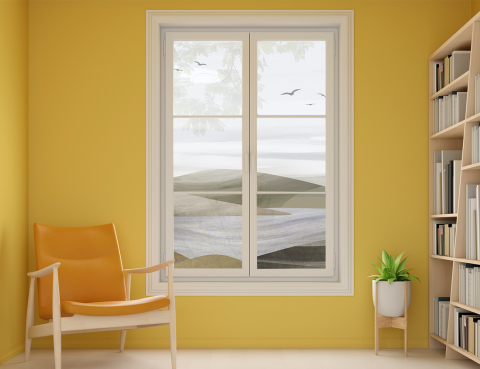 Autocolant Geam Imprimat - Pictura Valuri Abstracte [2]