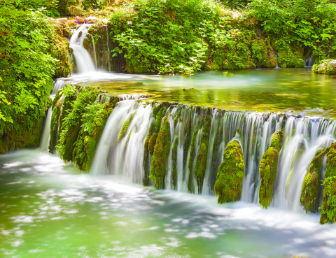 Autocolant Geam - Lush Waterfall Serenity [1]
