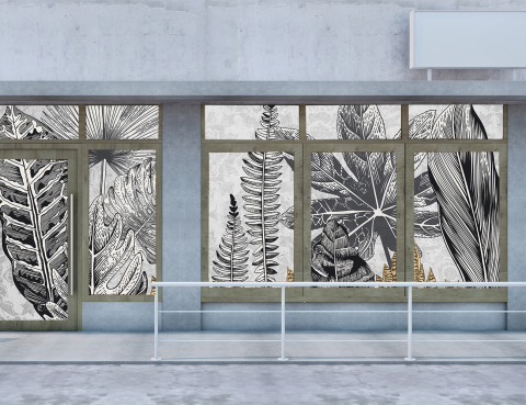 Folie Autocolanta Geam - Black and White Tropical