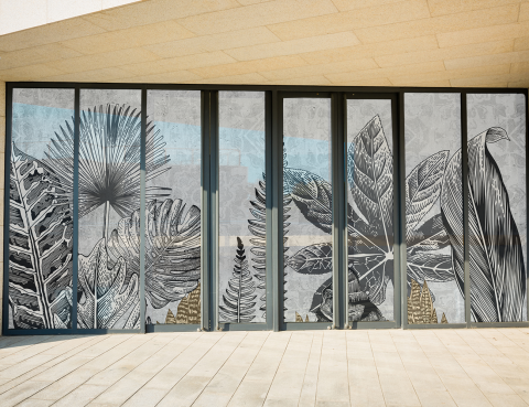 Folie Autocolanta Geam - Black and White Tropical [1]