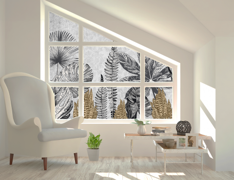 Folie Autocolanta Geam - Black and White Tropical [4]