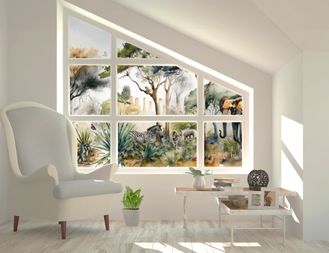Folie Autocolanta Geam - Watercolor Jungle