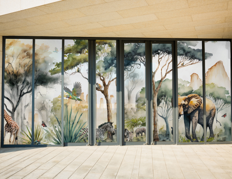 Folie Autocolanta Geam - Watercolor Jungle [1]
