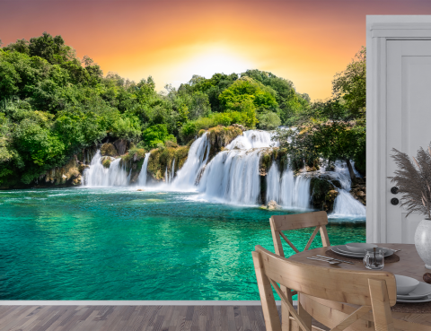 Peisaj - Fototapet 3D Living si Dormitor - Cascadă In Padure