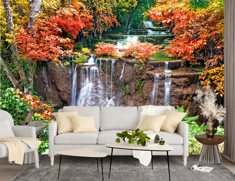 Fototapet 3D Padure & Cascadă [1]