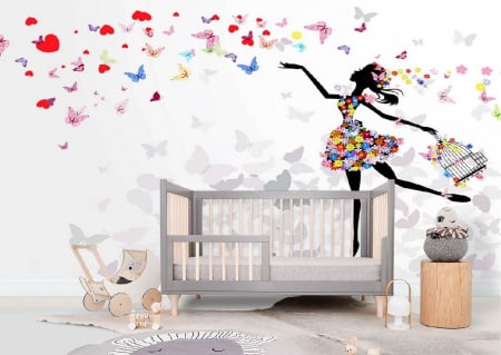 Pentru copii - Fototapet Butterfly Girl Dream Fantasy