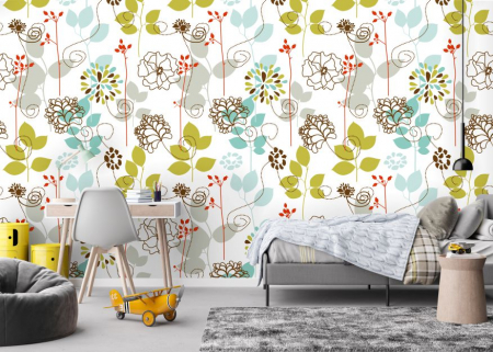Fototapet Colorful Flowers Pattern
