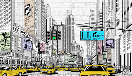 Fototapet Drawing City color [1]