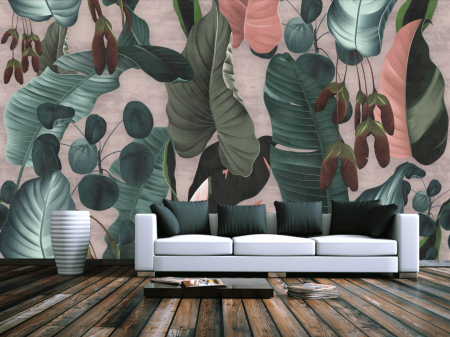 Tropical - Fototapet textura canvas fara imbinari Dream Leafs