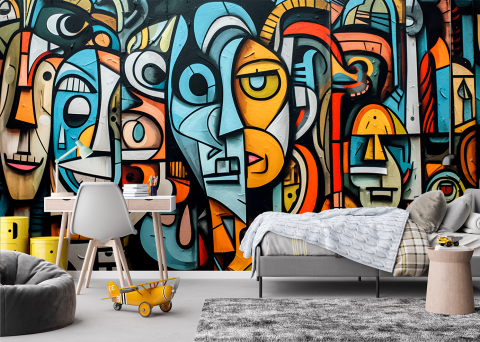 Abstract - Fototapet fara iimbinari graffiti colorat abstract