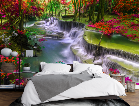 Fototapet 3D - Fototapet Fara Imbinai 3D Pisaj Cascada Living & Dormitor