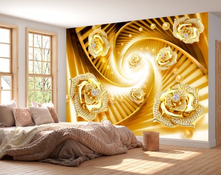 Fototapet fara imbinari Gold flowers [1]