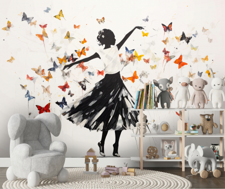 Watercolor - Fototapet fara imbinari Dancing Ballerina