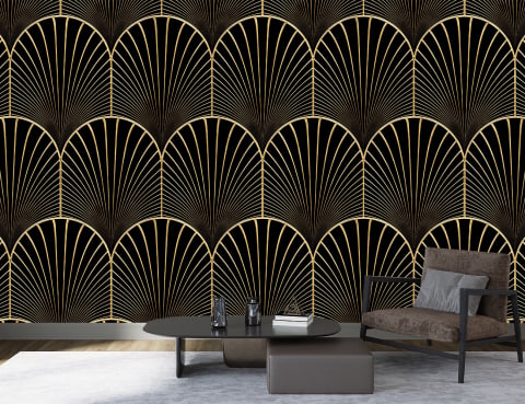 Fototapet fara imbinari - Fototapet fara imbinari Eleganță Art Deco în Auriu și Negru