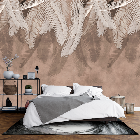 Frunze - Fototapet fara imbinari Frunze Pene Sepia Grunge