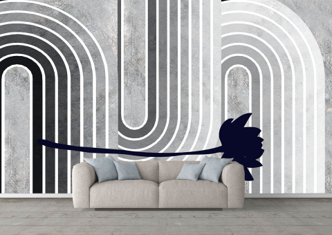 Fototapet fara imbinari geometrie alb negru grunge beton [1]