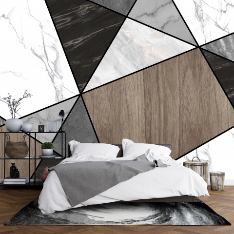 Fototapet fara Imbinari Geometrie Aspect Marmua Lemn [2]