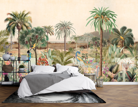 Fototapet fara imbinari gradina tropicala pauni fresca [2]